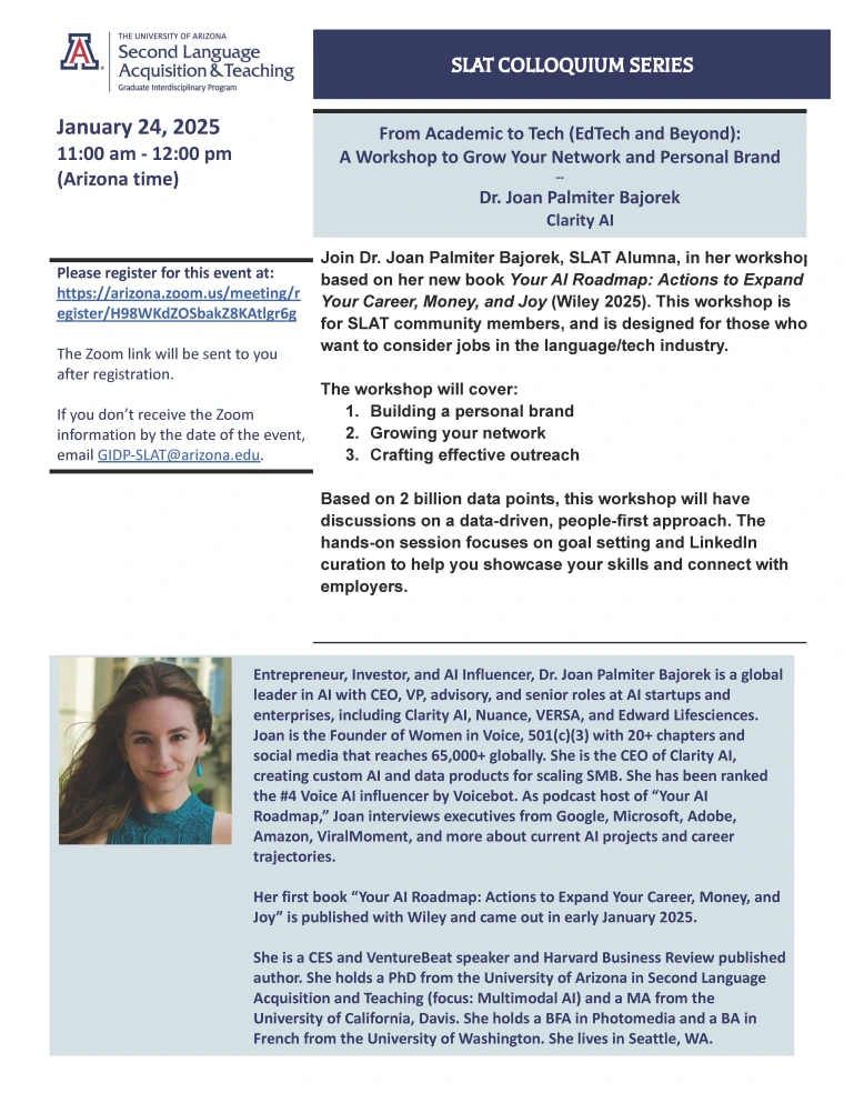 flyer for Joan Bajorek workshop